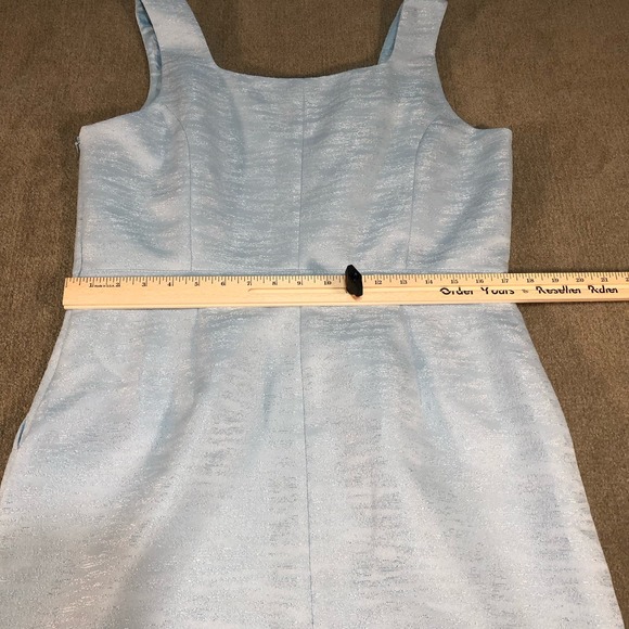 John Meyer Womens Dress 12 Blue Sleeveless Shift Pockets Back Slit Side Zip - Picture 9 of 11